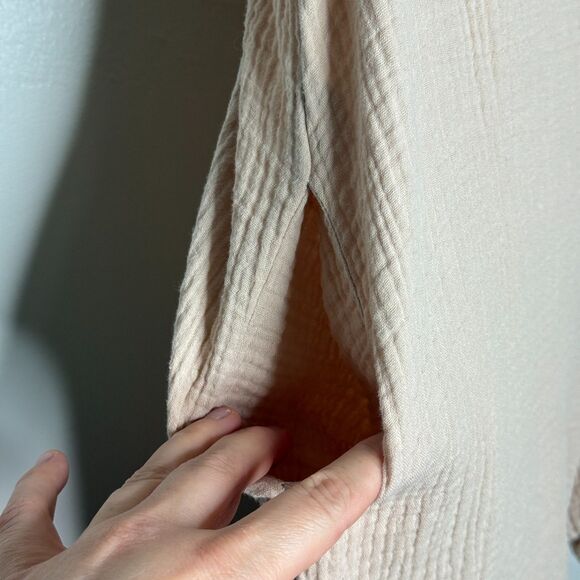 Ces Femme Womens Gauze Shortalls Romper Medium Beige Minimalist Summer Brunch - Picture 6 of 9